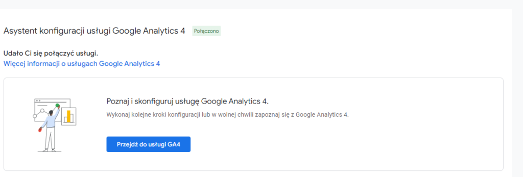Asystent konfiguracji Google Analytics 4 połączenie usług