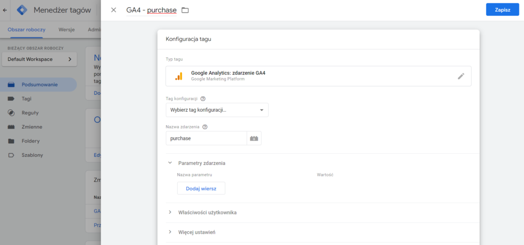 Tag manager - GA4 ustawianie zdarzeń