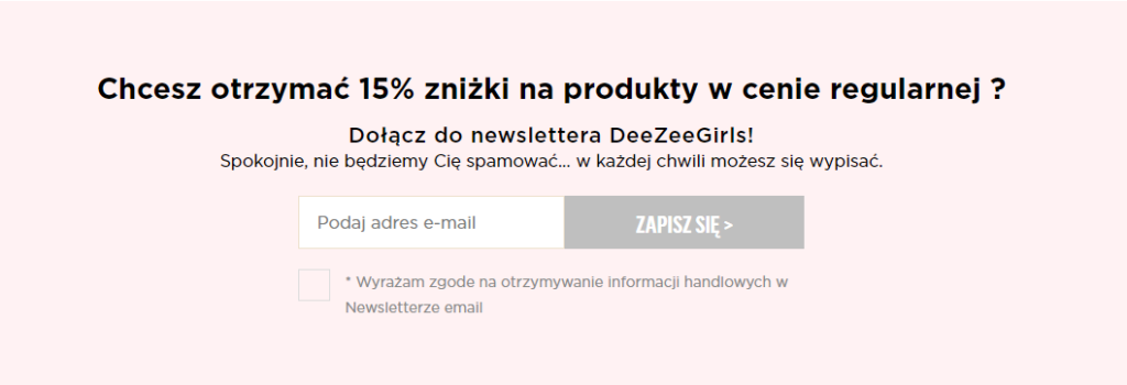 zapis do newslettera - przykład