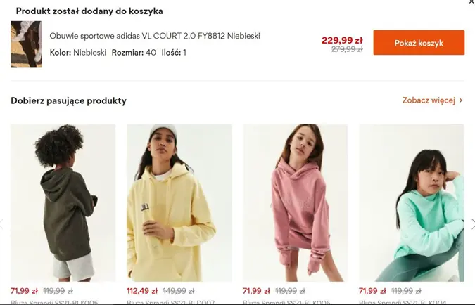 produkty cross-sell po dodaniu do koszyka