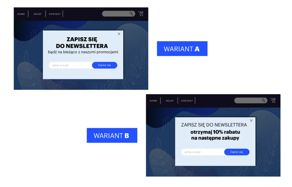 Przykłady testów A/B