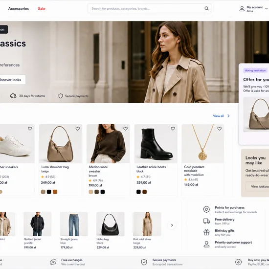 NBA on the website and in e-commerce