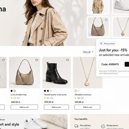 Personalization on the website and e-commerce
