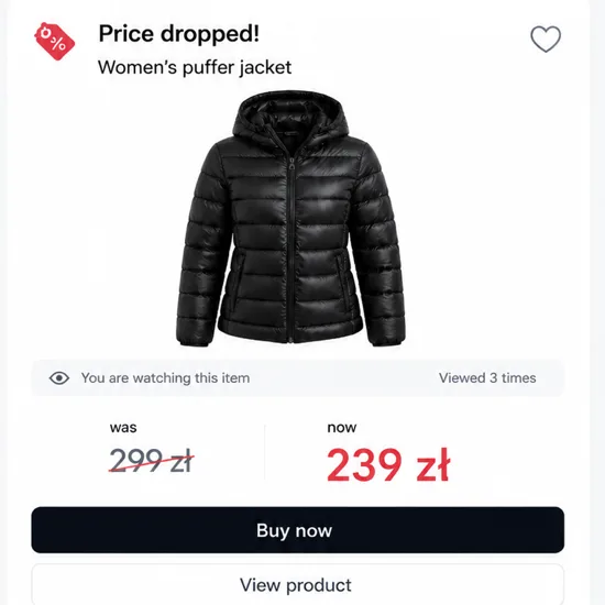 Price drop on a watched product