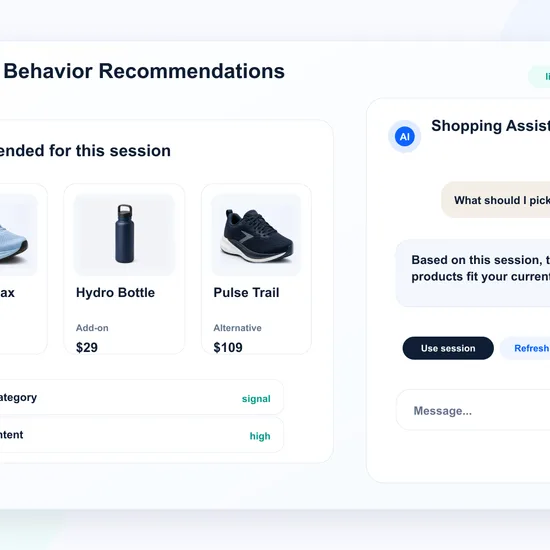Recommendations based on real-time behavior